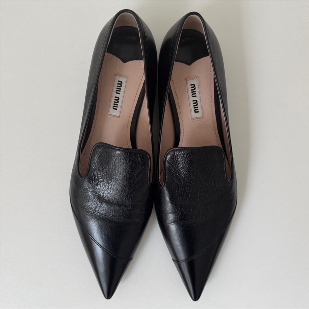 Miu Miu Black Leather Flats